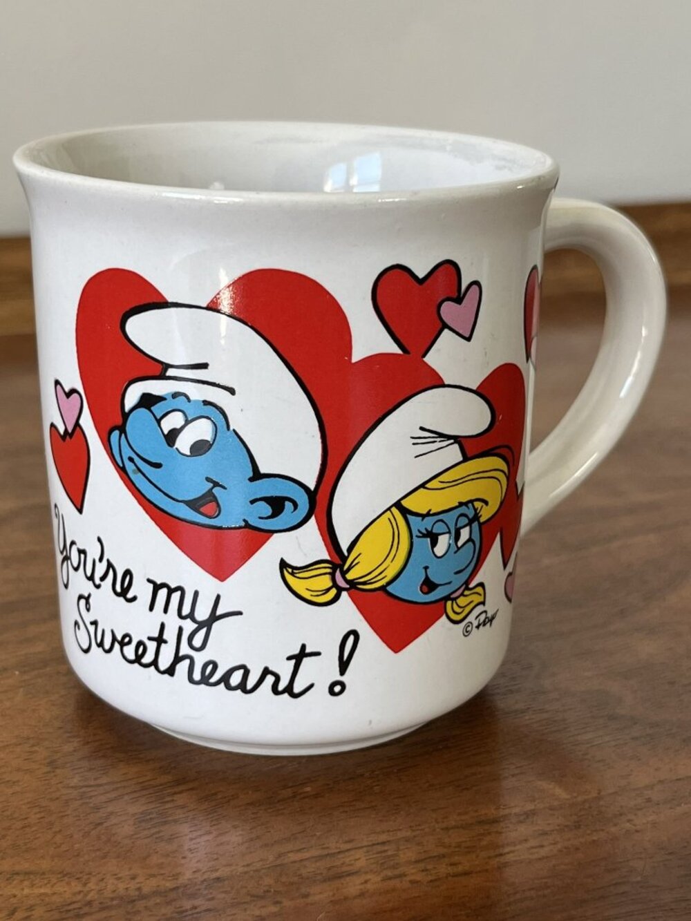Vintage 1982 Smurfs Mug You're My Sweetheart Wallace Berrie Co. Coffee Cup Heart